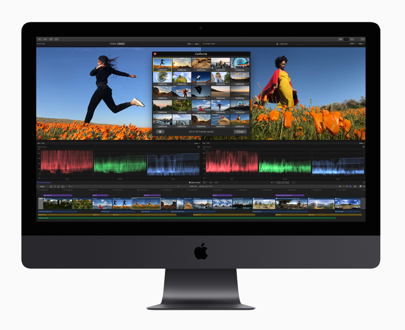 Final Cut Pro X ekran görüntüsünü gösteren iMac.