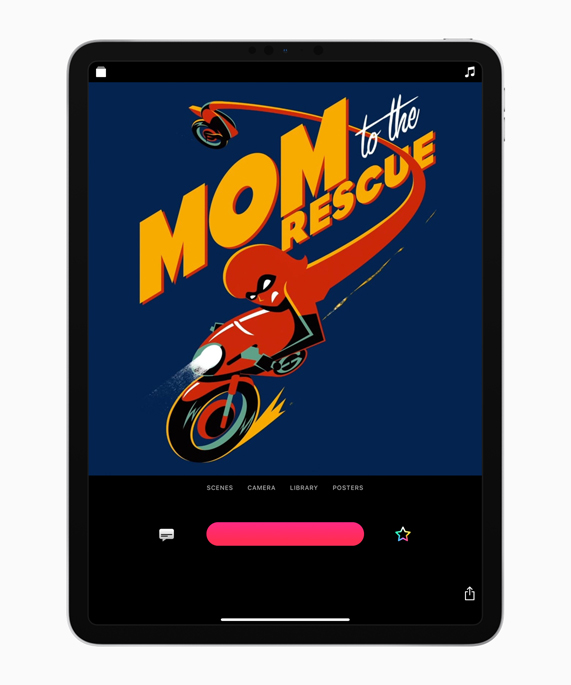 iPad’deki Clips uygulamasında İnanılmaz Aile 2 film posteri.