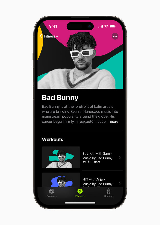 Artista en Detalle con Bad Bunny en Fitness+.