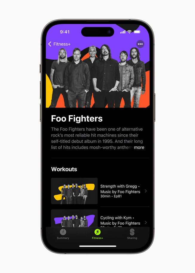 Artista en Detalle con Foo Fighters en Fitness+.