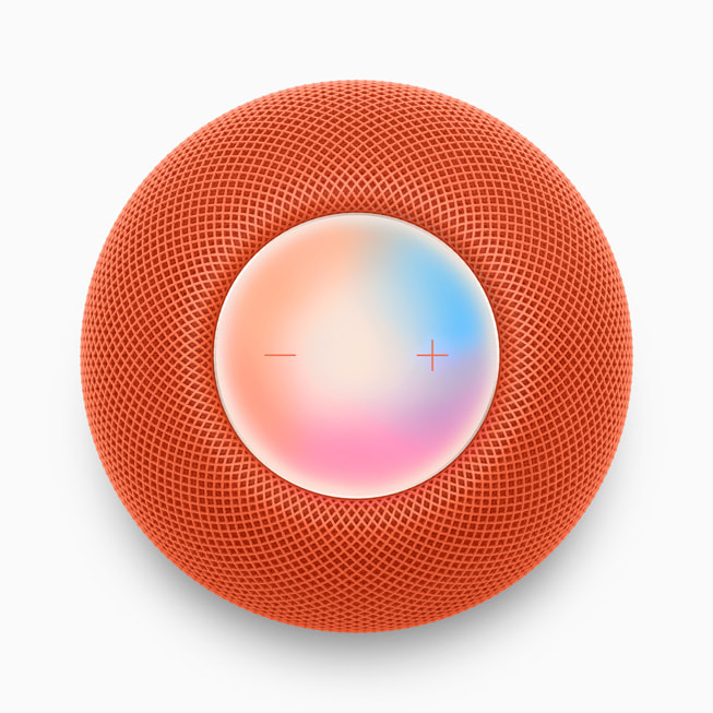 Siri가 활성화된 HomePod mini를 위에서 본 모습.