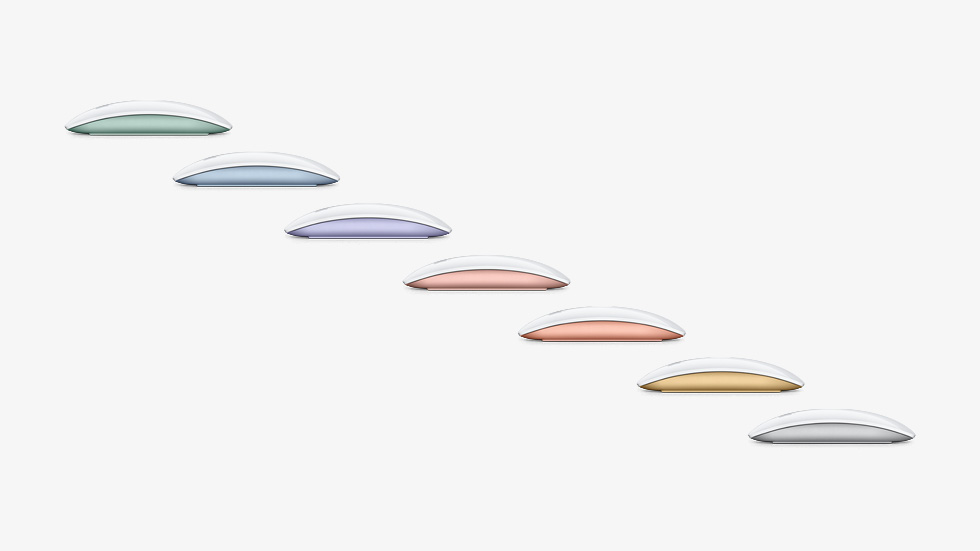 Uyumlu renklerdeki Magic Mouse, yedi farklı renk seçeneğiyle sunuluyor.