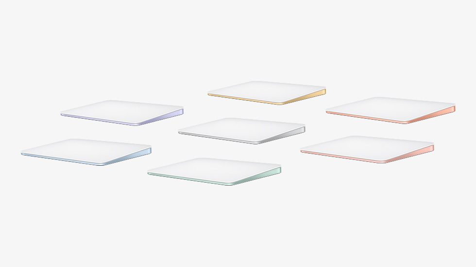 Uyumlu renklerdeki Magic Trackpad, yedi farklı renk seçeneğiyle sunuluyor.
