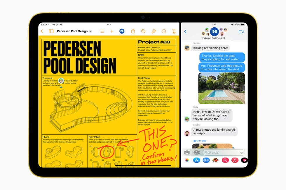 Split View en Markeringen in Berichten in iPadOS 16 op de nieuwe iPad.