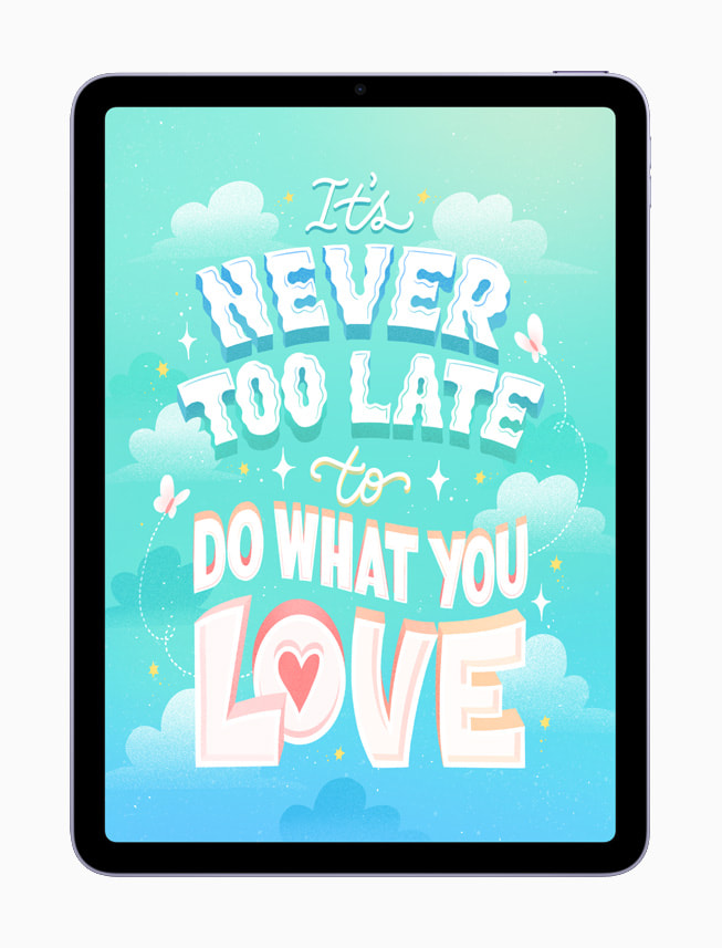 صورة لعمل فني رقمي للزخرفة بالحروف من إبداع  بليندا كو يقول "It’s never too late to do what you love."
