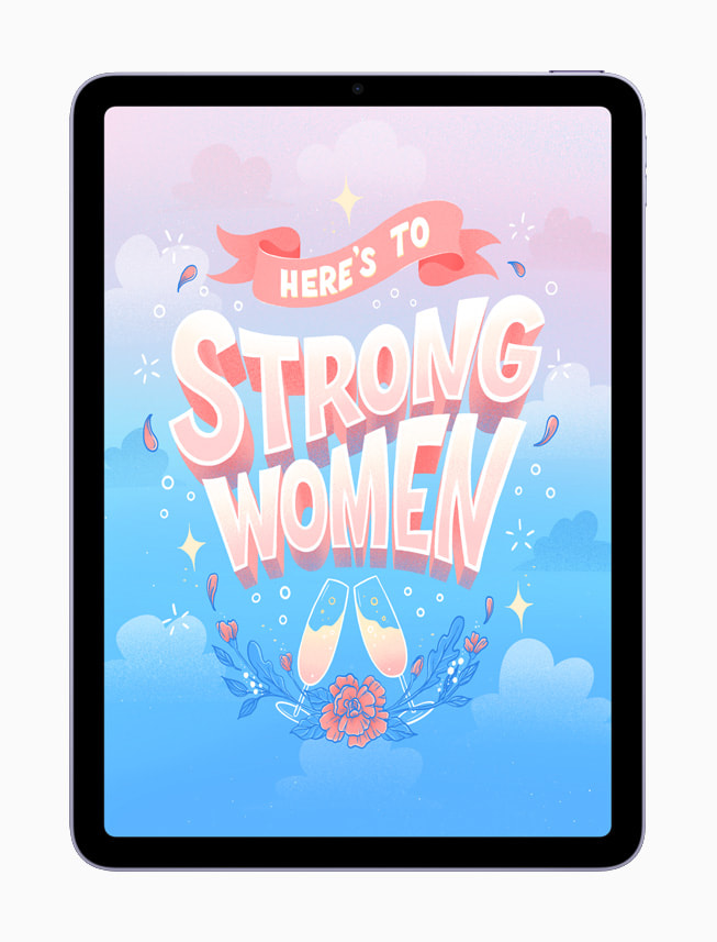 صورة لعمل فني رقمي للزخرفة بالحروف من إبداع  بليندا كو يقول "Here’s to strong women."
