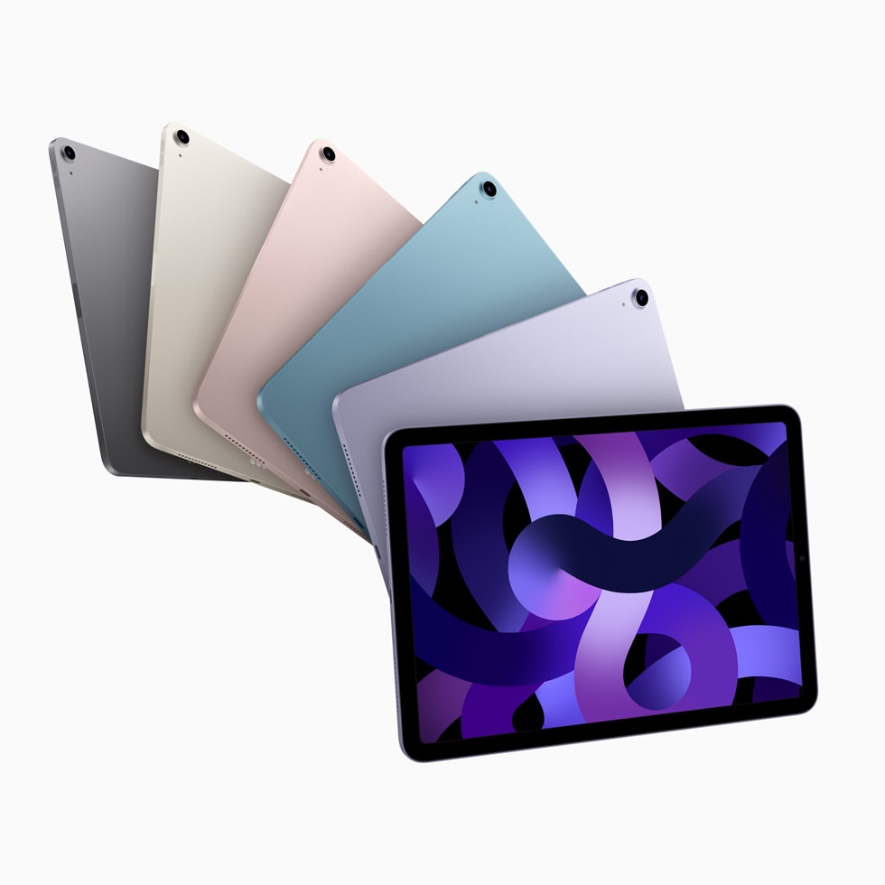 スペースグレイ、スターライト、ピンク、ブルー、パープルの新しいiPad Air。