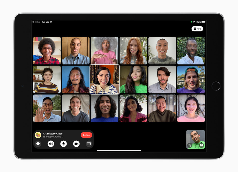 Una llamada de FaceTime de grupo en el nuevo iPad.