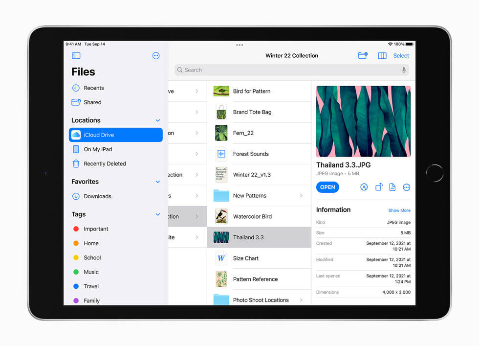 iCloud Drive en el nuevo iPad.