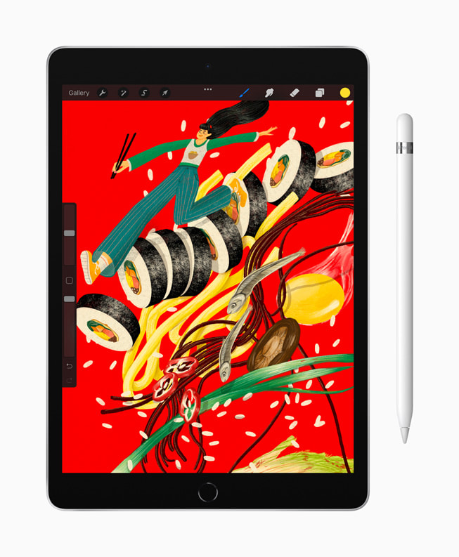 Un dibujo en la pantalla del nuevo iPad con el Apple Pencil. 