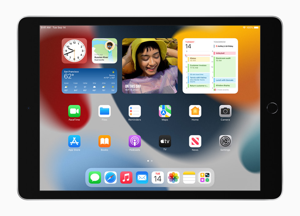 Los nuevos widgets de la pantalla de inicio en el nuevo iPad. 
