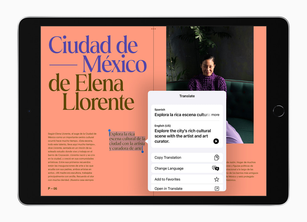 La app Traducir en el nuevo iPad. 