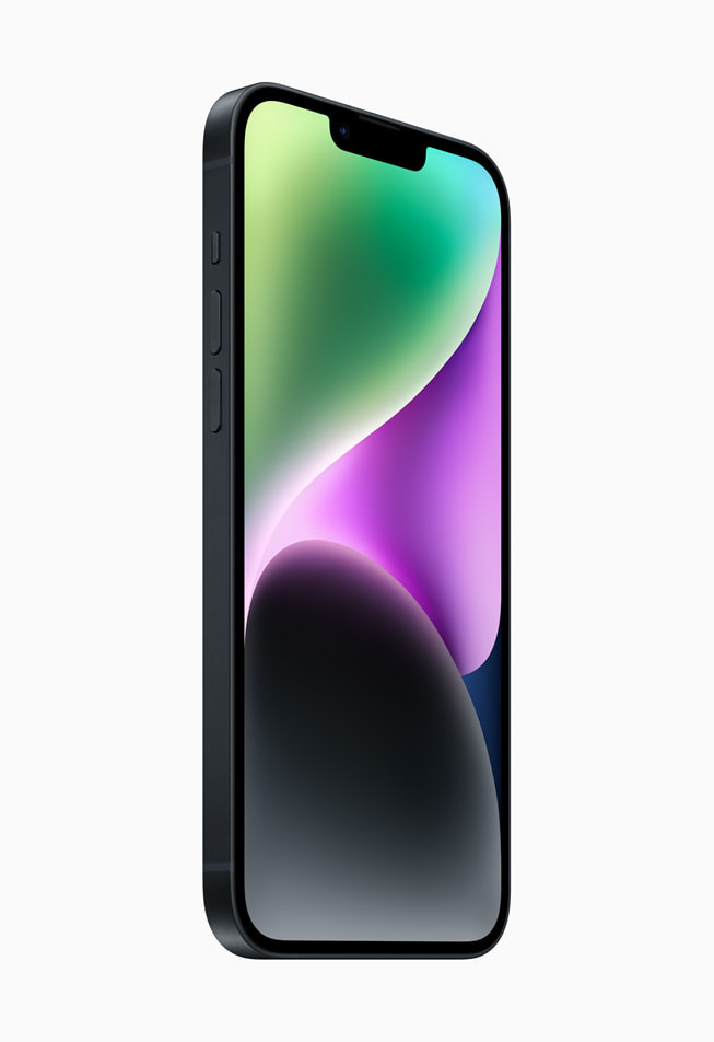 L’iPhone 14 Plus en finition minuit.