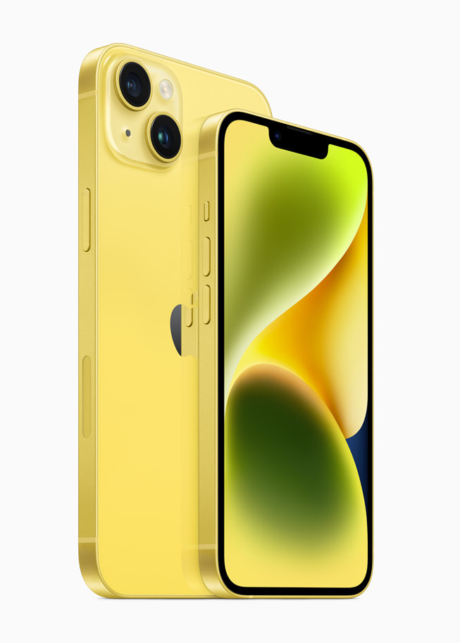 iPhone 14 và iPhone 14 Plus hiển thị với phiên bản màu vàng mới.