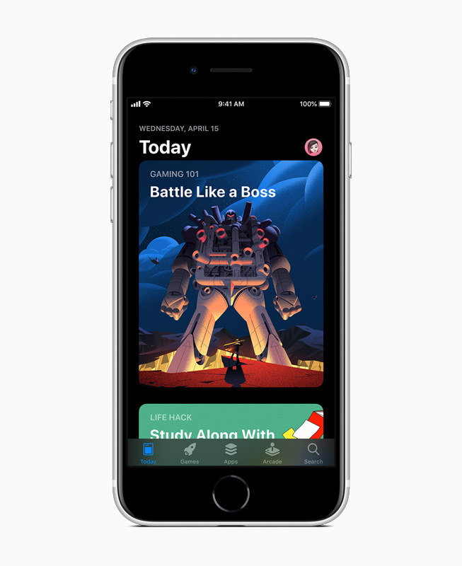 iPhone SE’deki App Store’da Bugün sayfası. 