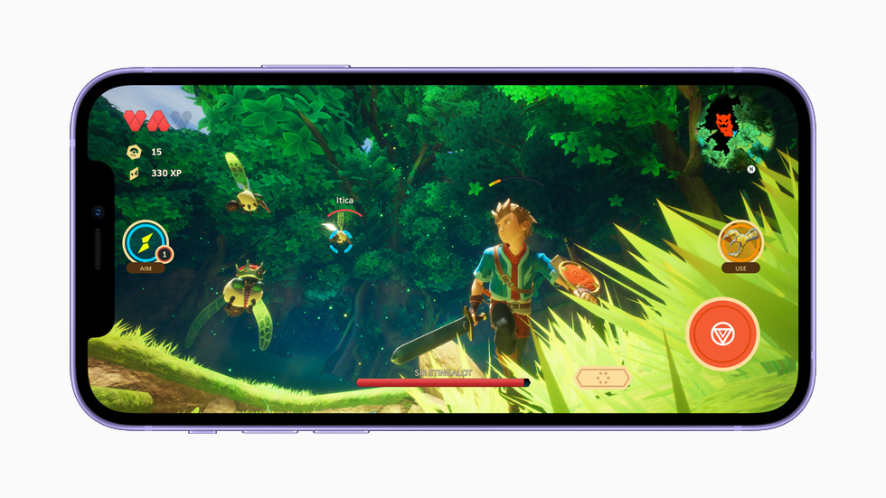 iPhone 12 ekranında Apple Arcade oyun deneyimi. 