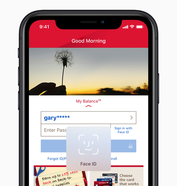 Face ID ekranını gösteren iPhone XR. 