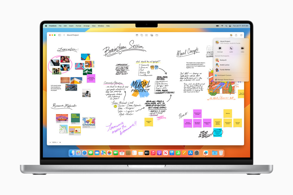 Freeform op een MacBook Pro met macOS Ventura.