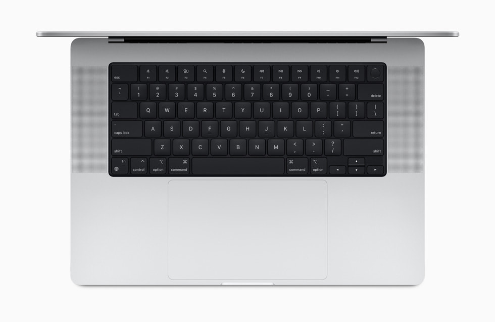 Det nye MacBook Pro-tastatur vises i detaljer.