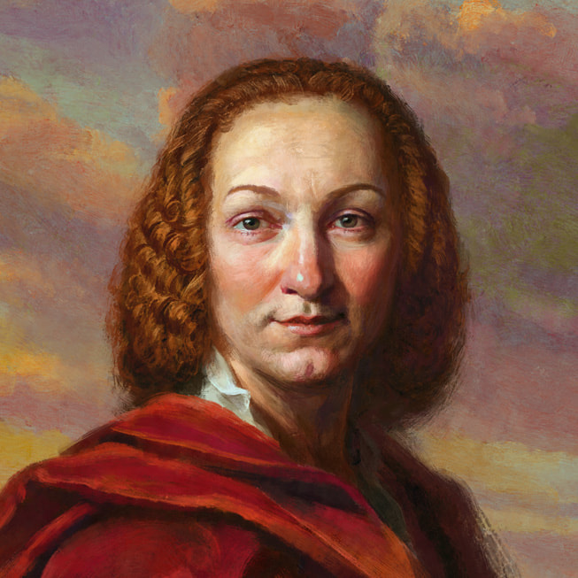 A specially commissioned Apple Music Classical portrait of Vivaldi.