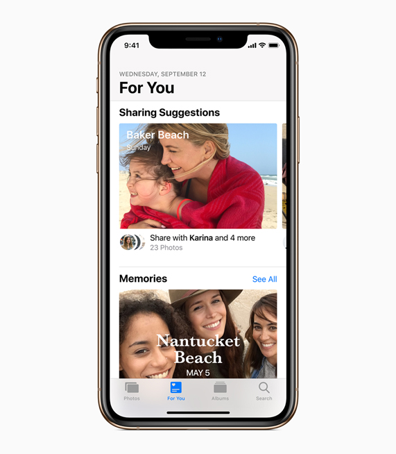 iOS 12’deki güncellenmiş Fotoğraflar ekranı.