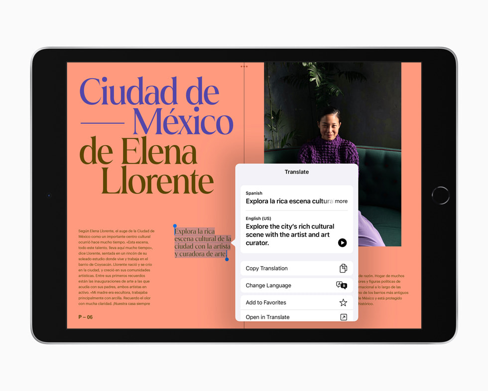 新しいiPadに表示された新しい翻訳体験。