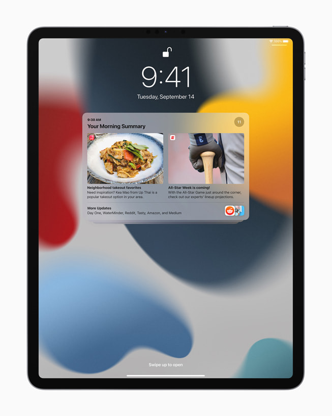 iPad Pro上の通知要約。