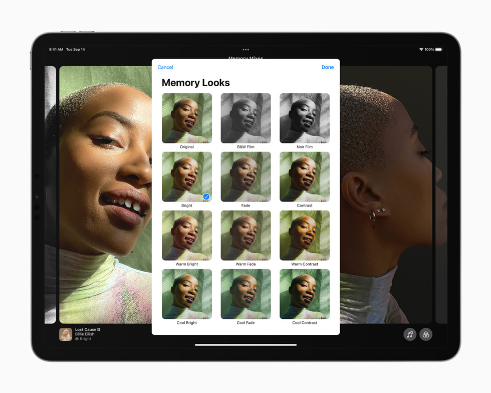 iPad Proに表示された、デザインが一新された「メモリー」体験。
