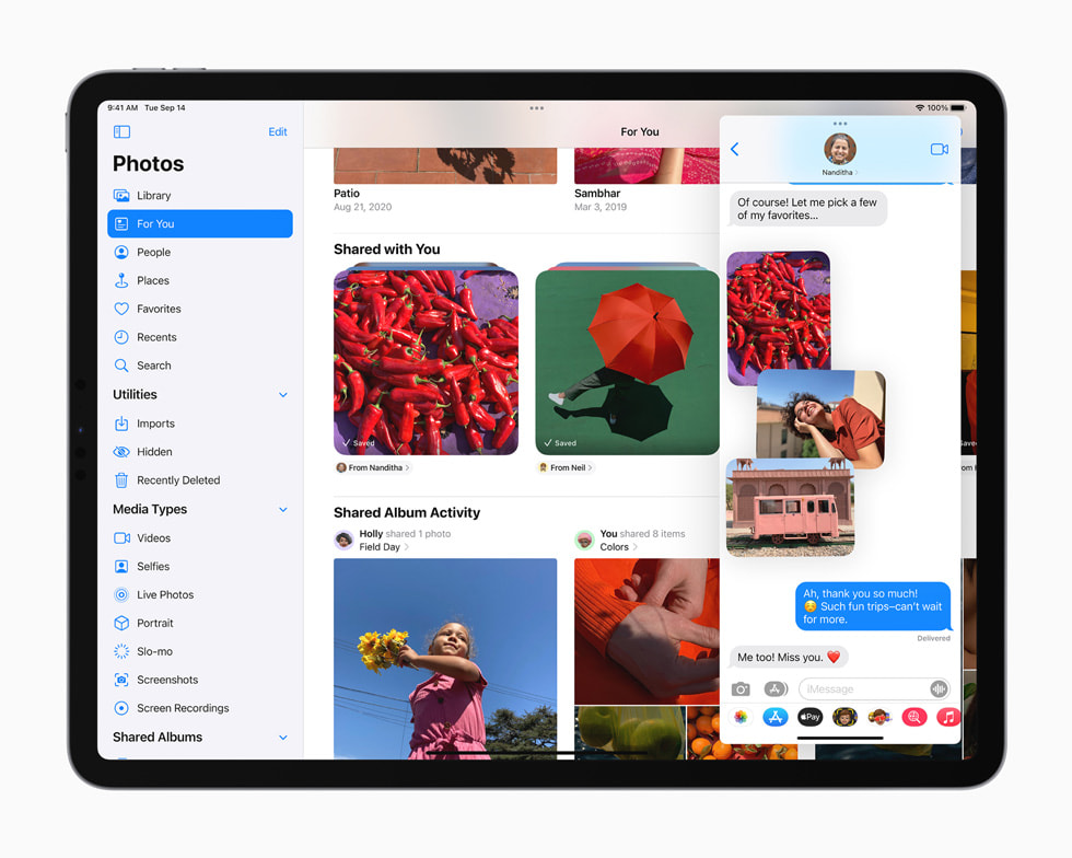 iPad Proに表示された新しい写真アプリケーション体験。