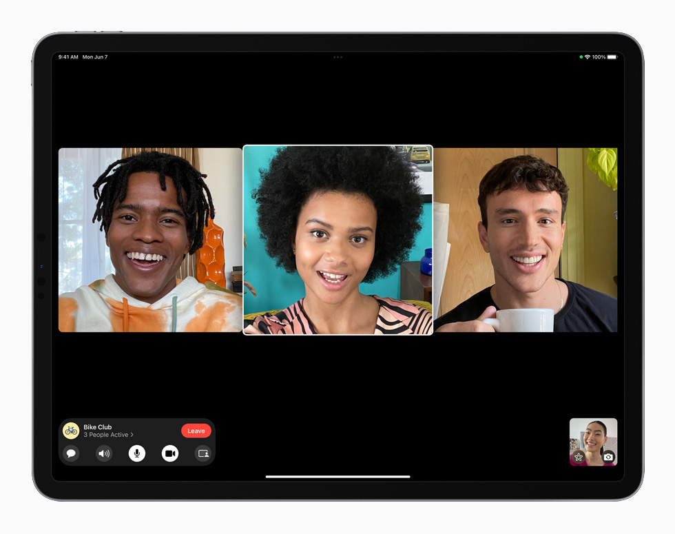 FaceTime de grupo en un iPad Pro con iPadOS 15.