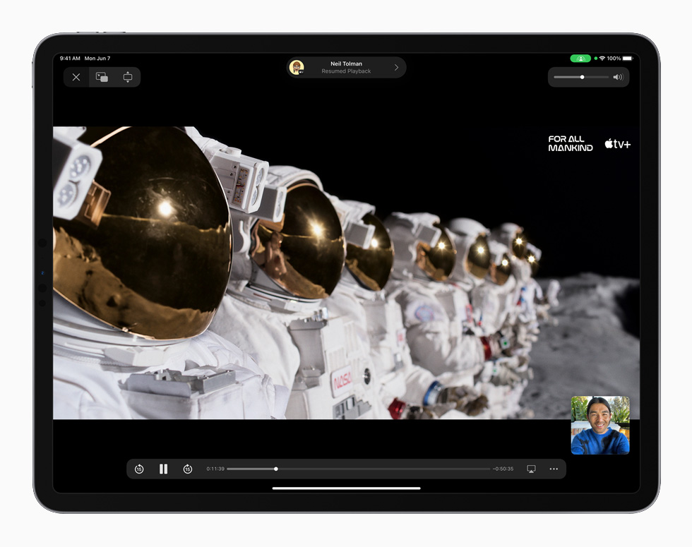 SharePlay en un iPad Pro con iPadOS 15.