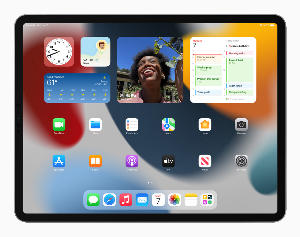 Widgets en un iPad con iPadOS 15.