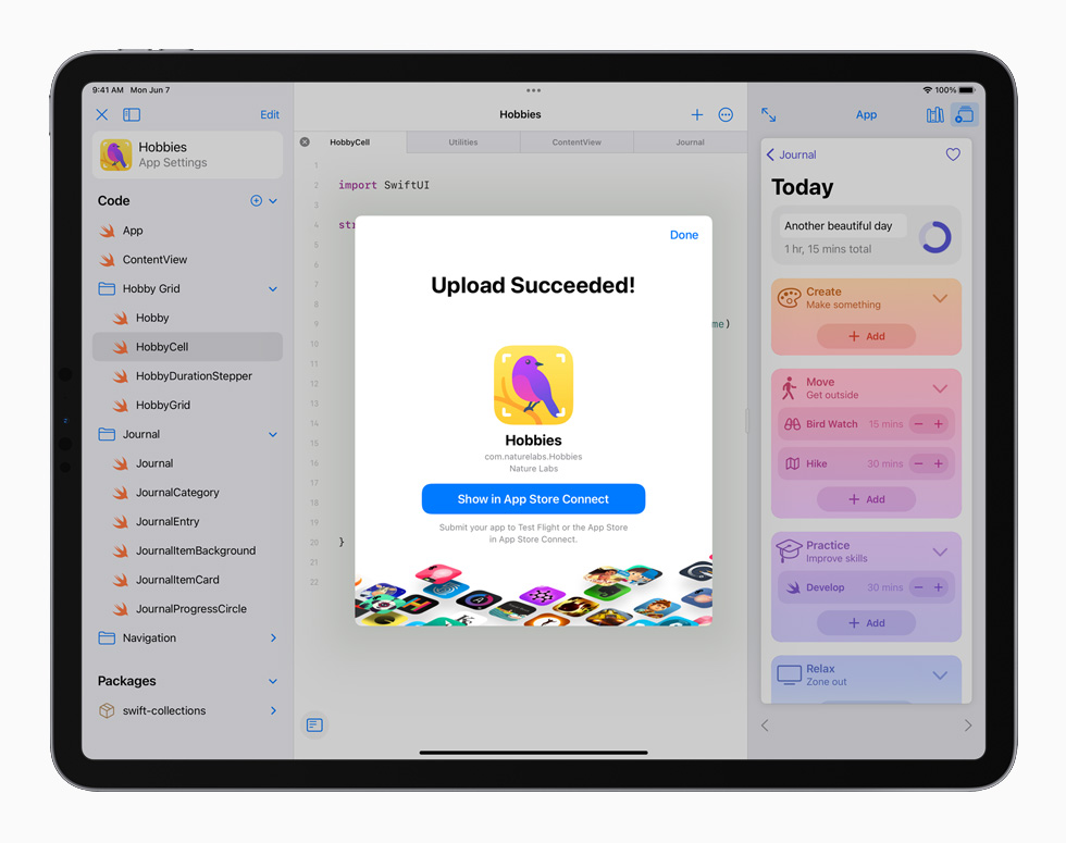 Envío al App Store mostrado en un iPad Pro.