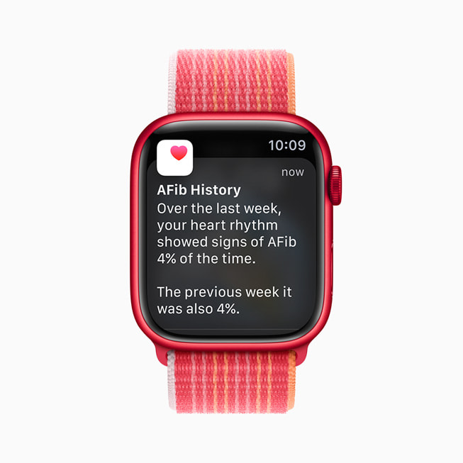 Den nye funksjonen for atrieflimmerhistorikk vist på Apple Watch Series 8.