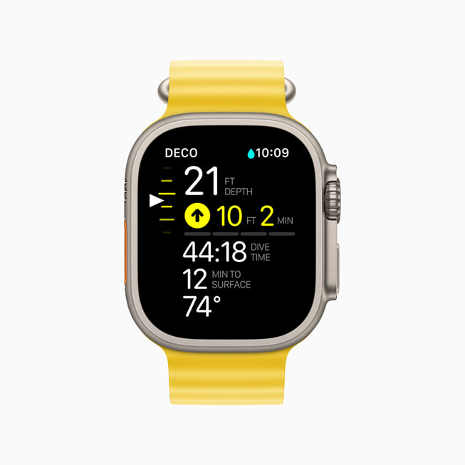 Apple Watch Ultra 顯示《Oceanic+》app 的功能。