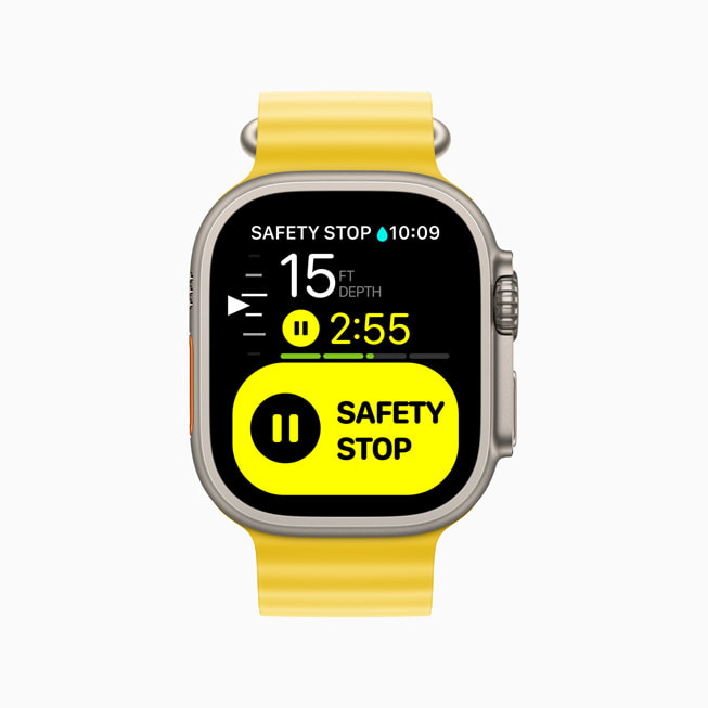 Apple Watch Ultra 顯示《Oceanic+》app 的安全警告。
