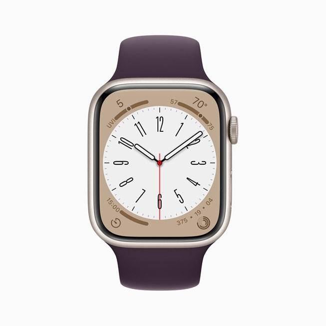 Apple Watch Series 8 viser Metropolitan-urskiven.