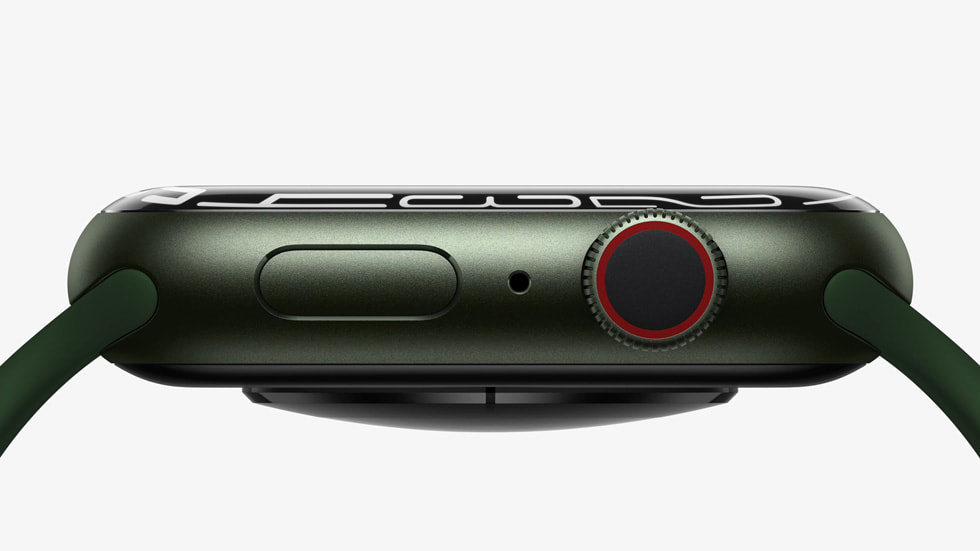 Apple Watch Series 7’nin kasasının yandan görünümü.