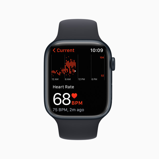 Statistikk for puls på Apple Watch Series 8.