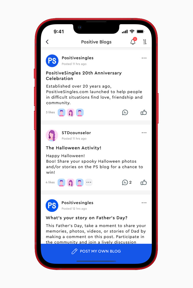 Positive Singles er en inklusiv dating-app, vist på iPhone.