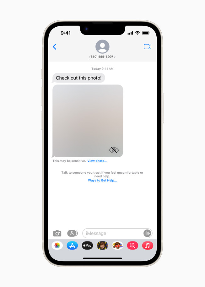 Seguridad en las Comunicaciones se muestra en la app Mensajes. 