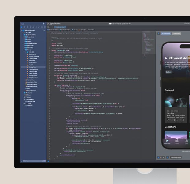 Kijelző képernyője egy programozóalkalmazásban megnyitott projekttel.